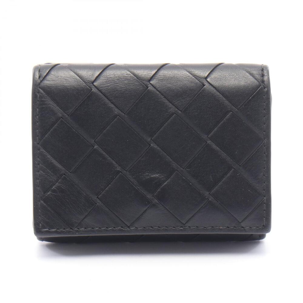 Bottega Veneta Intrecciato Trifold Wallet Leather Black